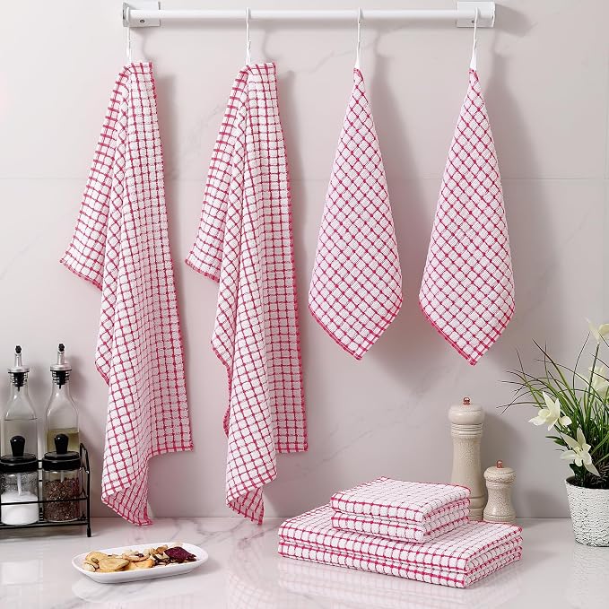 Homaxy Kitchen Towels and Dishcloths Set, 16 x 25 and 12 x 12 Inches, Super - Image 7