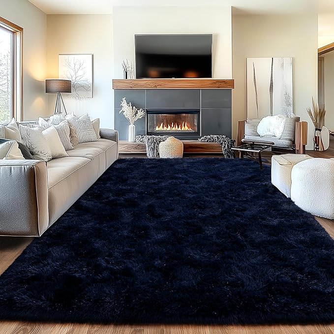 Area Rugs for Living Room, Soft Shaggy Carpets for Living Room, Fuzzy Rugs for Kids' Room, Perfect Decor for Modern Home Navy Blue 6x9 Feet