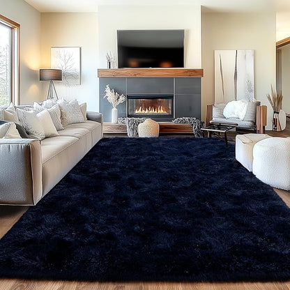 Area Rugs for Living Room, Soft Shaggy Carpets for Living Room, Fuzzy Rugs for Kids' Room, Perfect Decor for Modern Home Navy Blue 6x9 Feet