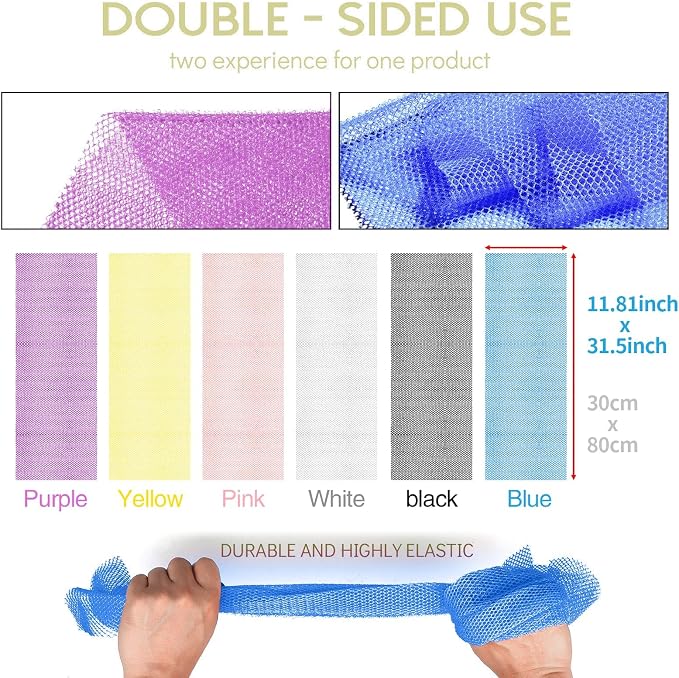 UJFQBH 6 Pieces African Bath Sponge African Net Long Net Bath Sponge - Image 3
