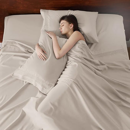 Bedsure Deep Pocket Full Size Bed Sheets Set - Fits Mattresses Up to 21 Inches Thick - 4 Piece GentleSoft Bed Sheets, Moisture Wicking, Soft & Cooling Bedsheet & Pillowcases, Easy & Secure Fit, Linen