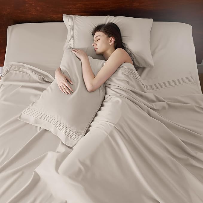 Bedsure Deep Pocket Twin Sheets Set - Fits Mattresses Up to 21 Inches Thick -3 Piece GentleSoft Bed Sheets, Moisture Wicking, Soft & Cooling Bedsheet & Pillowcases, Easy & Secure Fit, Linen