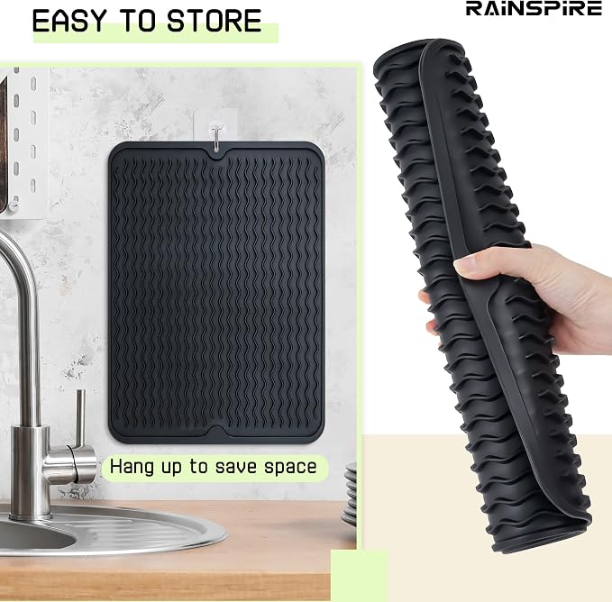 Rainspire Dish Drying Mats For Kitchen Counter, Silicone Dish Mat Drying - Image 7
