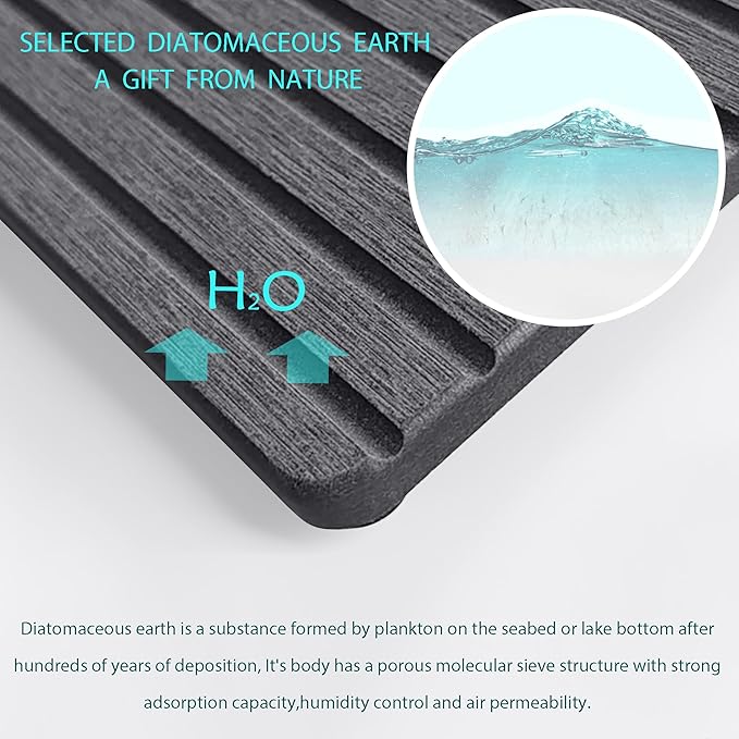 2 PCS Water Absorbent diatomite Coasters, 9.5" x 4" Water Absorbing Stone Tray - Image 3