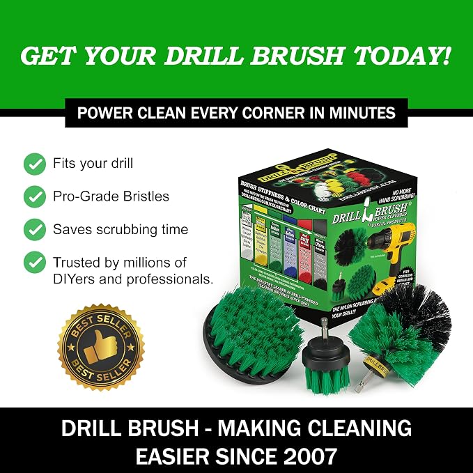 Drillbrush Green Kitchen Drill Brush Set – Drill Powered Cleaning Tools - Image 6