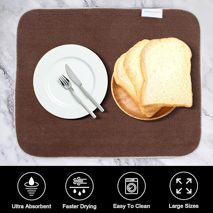 SINLAND Microfiber Dish Drying Mat Super Absorbent Dish Drying Pad - Image 4