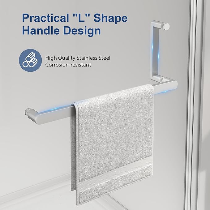 KPUY Pivot Shower Door, 34-36" W x 72" H Frameless Single Swing Glass Shower - Image 6