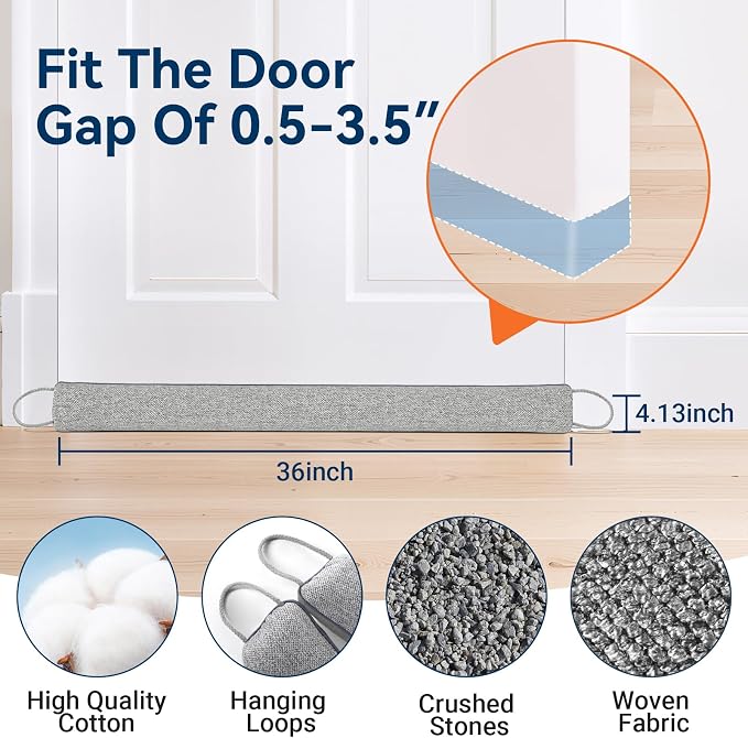 Door Draft Stopper for Bottom of Door, 36’’ Heavy Duty Under Door Draft Blocker - Image 3