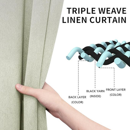 Easy-Going Linen Look Blackout Curtain Grommet Window Curtain Drapes for Bedroom, Living Room Thermal Insulated Room Darkening (2 Panels, 52x84 inch, Beige)