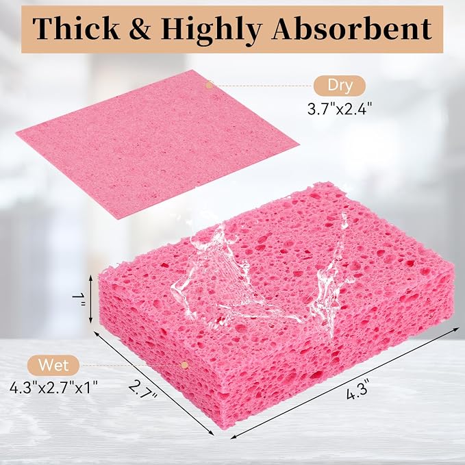 6 Pcs Kitchen Sponges for Dishes Cleaning, Non Scratch for Non Stick Cookware - Image 2
