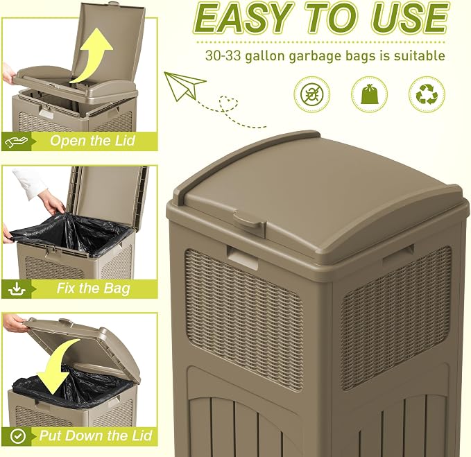 Greesum 33 Gallon Outdoor Trash Can - Image 2