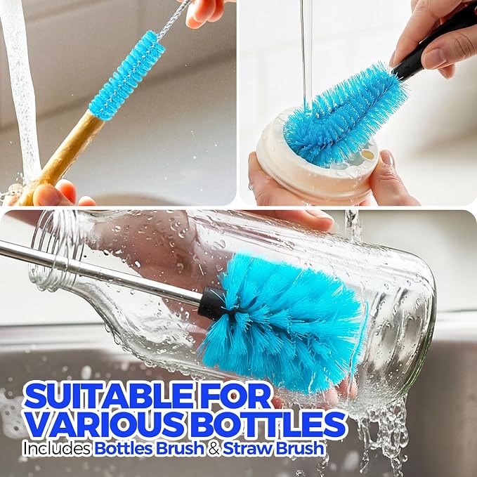Holikme 4 Pack Bottle Brush Set, 14.5" Long Handle Stainless Steel Bottle - Image 4