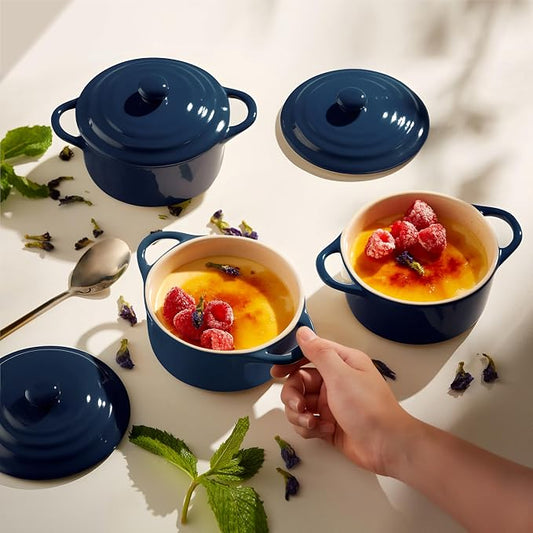 Kook Ceramic Mini Cocotte Set, Small Casserole Dishes - Image 2