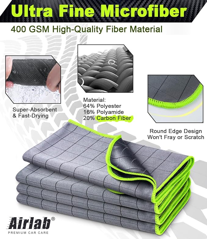 Airlab Magic Cleaning Cloth Window Glass Cleaner Carbon Microfiber Towels - Image 4
