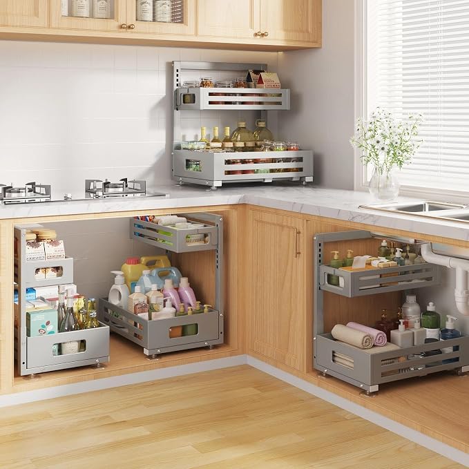 2 Pack Under Sink Organizer, Pull Out Cabinet Organizer - Image 7