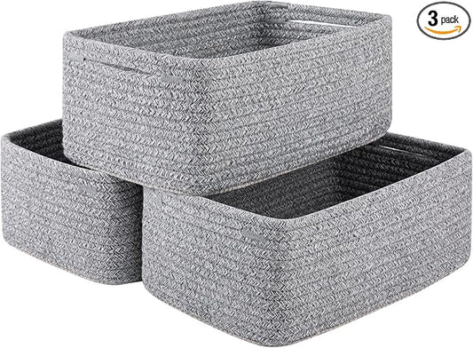 3 Pack Small Storage Baskets for Organizing, Cute Woven Decorative Gift Baskets by OIASKET