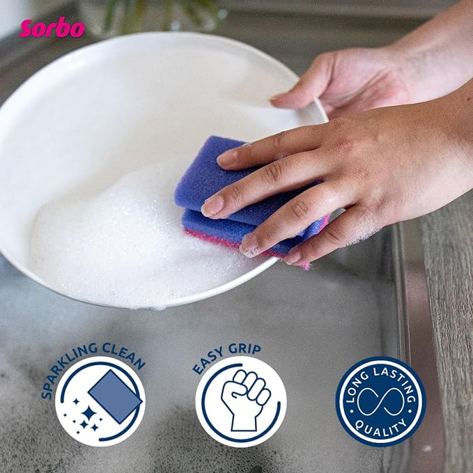 Sorbo Scouring Sponges, Non-Scratch Extra Grip and Super Absorbent Cleaning - Image 5