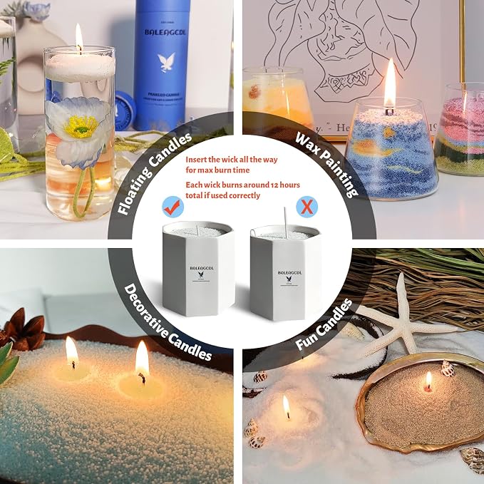 Sea Salt Scented Sky Blue Pearled Candle 18oz Luxury Sand Candle Granulated Wax - Image 6
