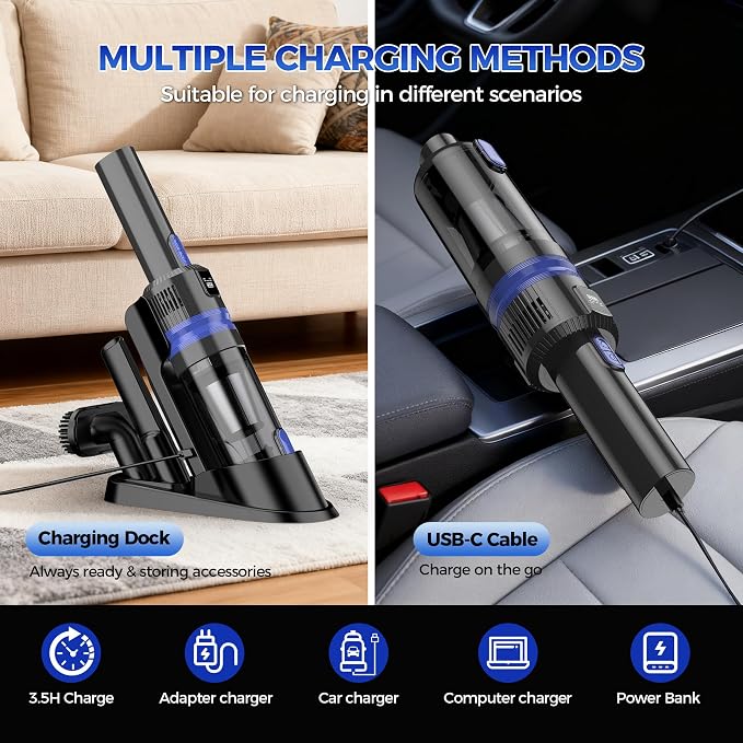Handheld Vacuum Cordless Rechargeable 2-Speed Modes| 3-in-1 Portable Cordless - Image 5