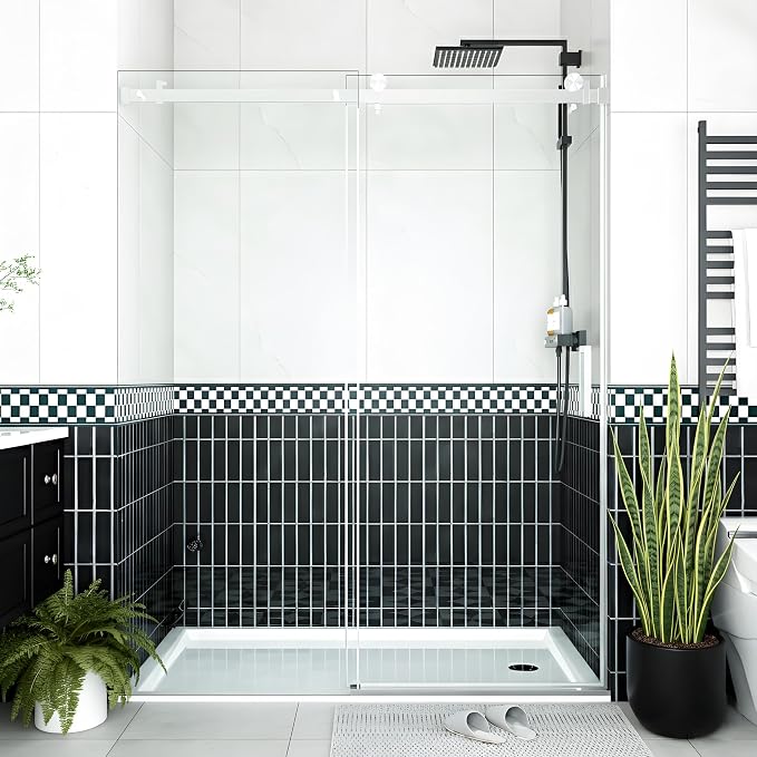 56-60" W x 76" h Frameless Sliding Shower Door – Waterproof Glass Shower - Image 2