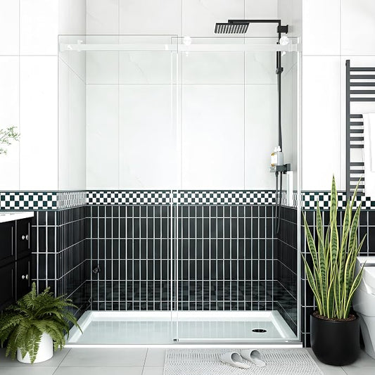 56-60" W x 76" h Frameless Sliding Shower Door – Waterproof Glass Shower - Image 2
