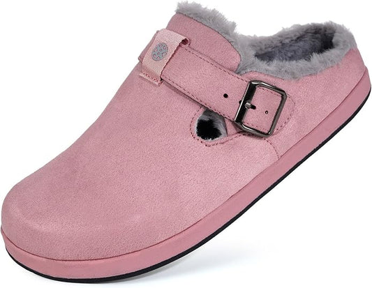 Fur Lined Clogs for Women Men Suede Winter Slippers Arch Support Slip on Mules - Image 2