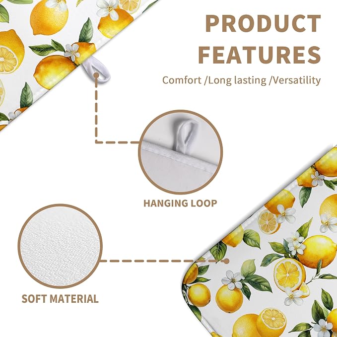 Lemon Dish Drying Mat Spring Summer Kitchen Dish Drying Pad Absorbent Drying Mat - Image 2