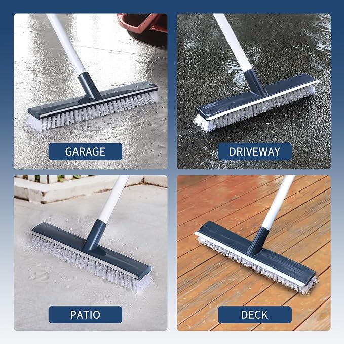 BOOMJOY Floor Scrub Brush with 57" Long Handle, 2 in 1 Scrape and Brush - Image 5