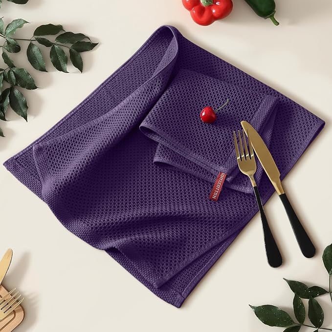 Kitinjoy 100% Cotton Waffle Weave Kitchen Hand Towels - Image 2