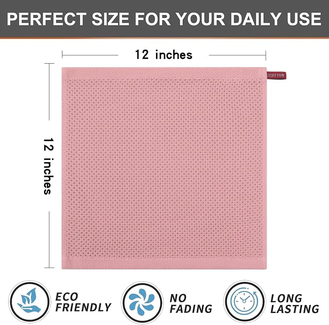 Kitinjoy 100% Cotton Kitchen Dish Cloths, 6 Pack Waffle Weave Ultra Soft - Image 5