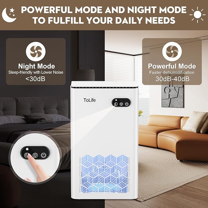 ToLife Dehumidifier for Home, 1000 sq.ft Dehumidifiers for Basement Bedroom - Image 4