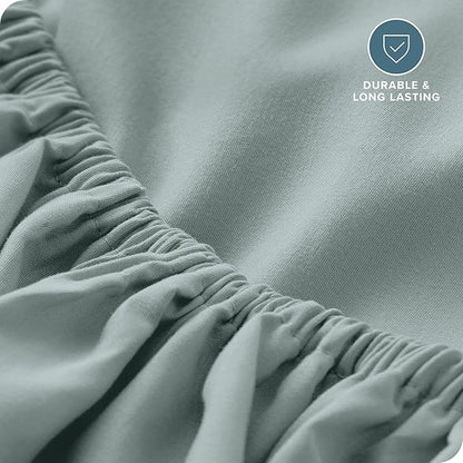 Bare Home Fitted Bottom Sheet Twin Extra Long Size - Premium 1800 Microfiber - Ultra-Soft Hotel Luxury - Deep Pocket - Durable and Long Lasting (Twin, Sea Spray)