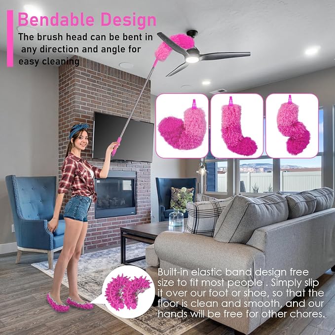 ThinkLearn Microfiber Dusters for Cleaning, Bendable Washable and Extendable - Image 4