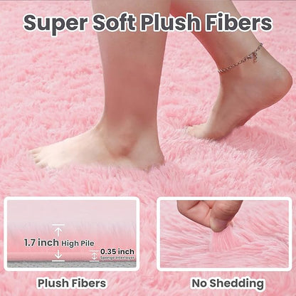 5x7 Area Rugs for Living Room Rug: Soft Fluffy Shag Pink Rugs for Bedroom, Non-Slip Large Fuzzy Plush Rug Indoor Floor Carpet for Nursery Kids Boys Girls Room, Dorms, Playroom, Modern Home Decor