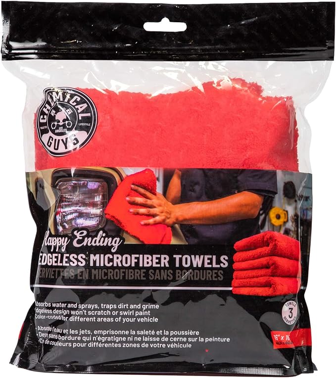 Chemical Guys Happy Ending Edgeless Microfiber Towels 16 x 16 Inch Premium - Image 2