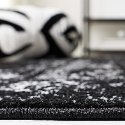 SAFAVIEH Area Rug 3x5 - Adirondack Collection - Black & Ivory, Distressed Vintage Floral Design, Non-Shedding & Easy to Clean, Ideal for Living Room, Bedroom, Dining Space (ADR109Z)