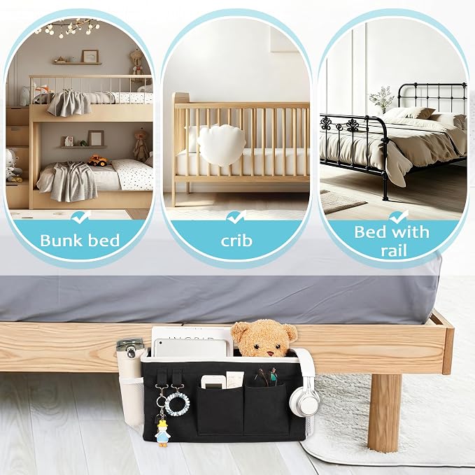 Loghot Bedside Caddy/Bedside Storage Bag Hanging Organizer - Image 5