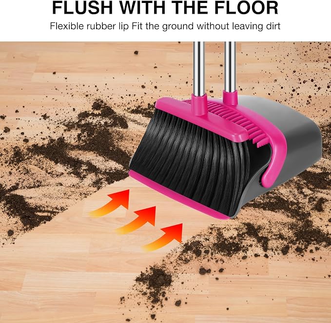NACENA Broom and Dustpan Set, 52-in Long Adjustable Handle Broom Dustpan Combo - Image 5
