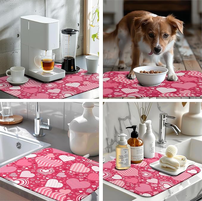 Red Heart Valentine Dish Dry Mat - Image 7