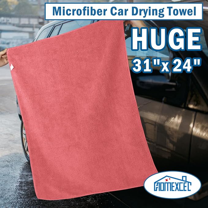 HOMEXCEL Professional Large Microfiber Car Drying Towels 2 Pack, Lint Free - Image 3