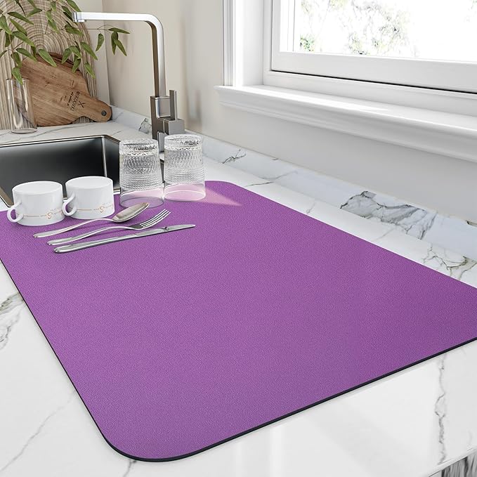 Dish Drying Mat for Kitchen Counter, Heat Resistant Drainer Mats by HotLive