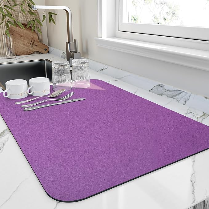 Dish Drying Mat for Kitchen Counter, Heat Resistant Drainer Mats by HotLive
