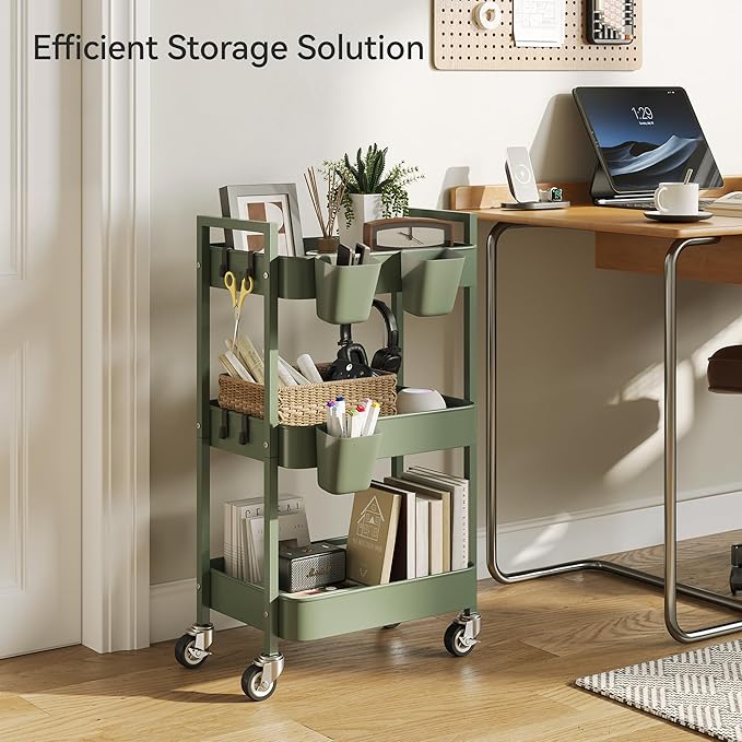 3 Tier Rolling Cart, Utility Cart - Image 3