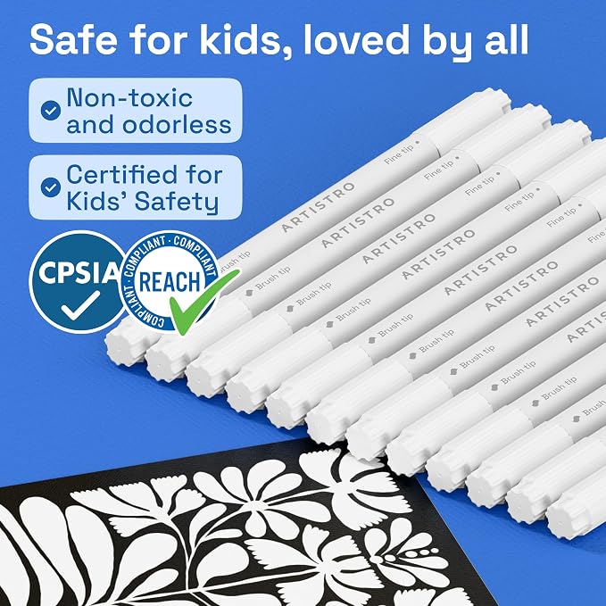 ARTISTRO 12 White Acrylic Paint Markers - Image 6