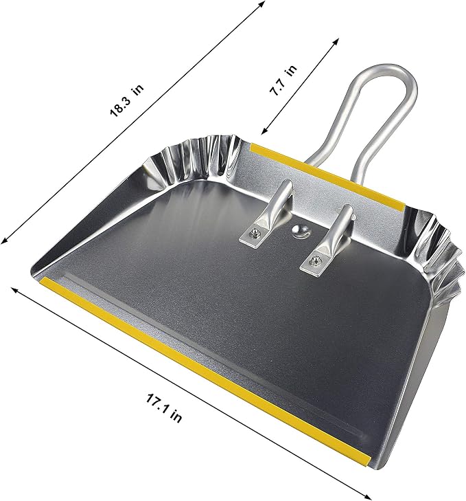 PHYEX 3-Pack 17" Heavy Duty Metal Dust Pans, Wide Dustpans - Image 3