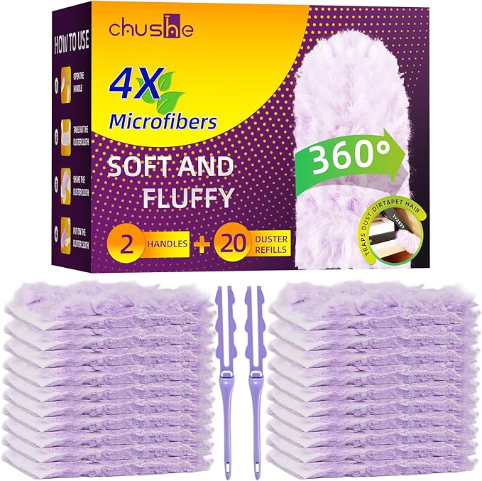 Duster Refills 20-Pack with 2 Handles ， Fits All Swiffer Handles ，4X Efficient by Unknown
