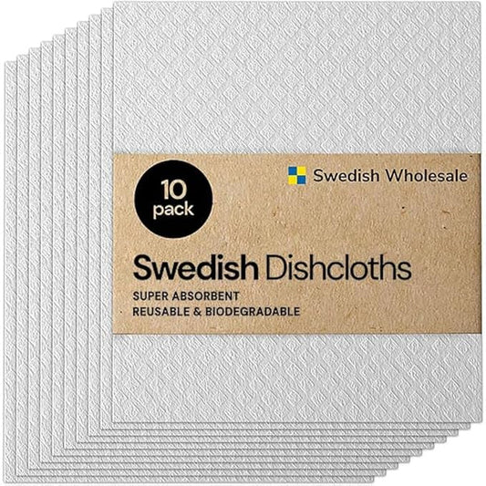 Swedish Wholesale Dishcloths Reusable 8" x 7" Sponge Cloths, Bulk 10 Pack of by SwedishWholesale