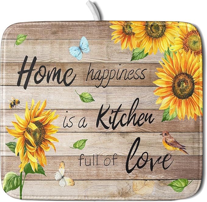 Sunflower Floral Dish Drying Mat by Giwawa