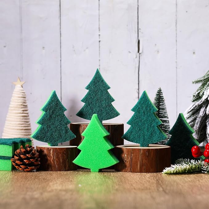 Tioncy 12 Pack Christmas Tree Kitchen Sponges Bulk Dual Sided Scrubber Sponges by Tioncy