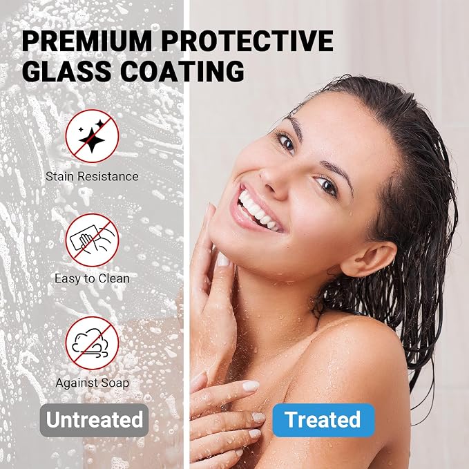 Frameless Sliding Shower Door 44–48 in W x 76 in H, 5/16" Clear Tempered Glass - Image 4